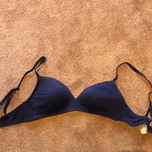 Navy lace trim bra